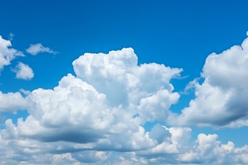 Naklejka na ściany i meble Clear blue sky and white clouds, nature, clouds and skies, Generative AI