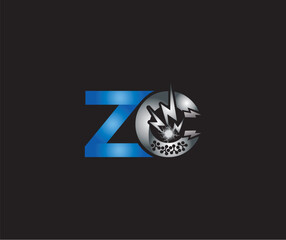Electric Energy abstract ZC letter creative logo Technology Design Blue or Silver Color