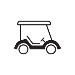 Golf car vector icon. Golf cart symbol. Outdoor golf car flat sign design pictogram illustration. UX UI icon