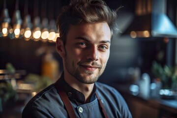 Fototapeta premium Flirty Chef, Winking Supermodel. Generative AI