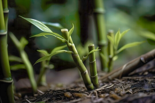 Bamboo Shoots Rising in Nature.
Generative AI