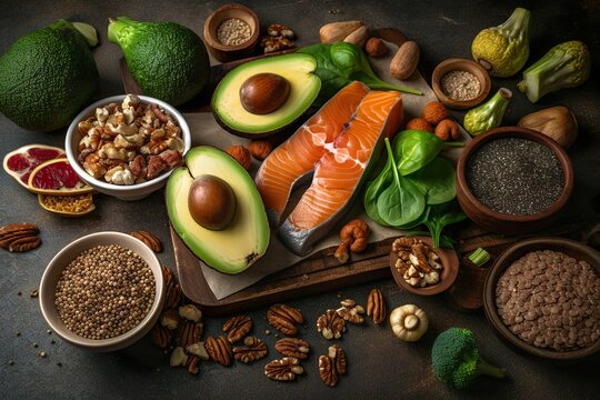 Omega-3 Rich Foods on Table.
Generative AI