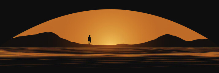 Elegant minimalist illustration representing sun at twilight - Generative AI