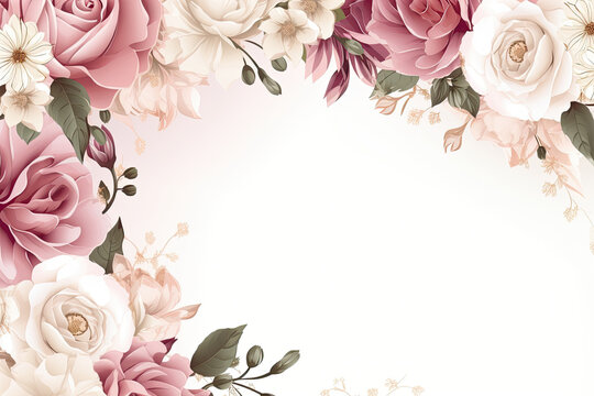 Abstract floral background with pink and white flowers. Generative AI