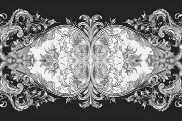 Classical baroque ornament in black and white isolated. Generative AI