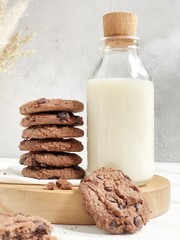 Delicious crackers with a bottle of milk