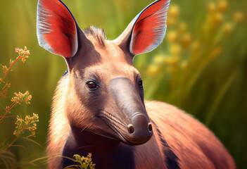 A portrait of a rare African animal - Aardvark. Created with Generative AI