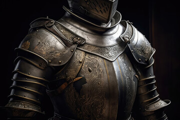 Naklejka premium medieval knight in armor created with Generative AI technology