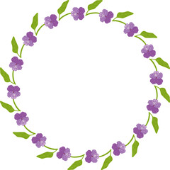 Round frame with horizontal forest viola on a white background. Vector image.