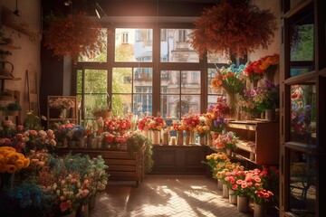 Fototapeta na wymiar A Blooming Haven: Capturing the Charm of a Flower Shop. Generative AI