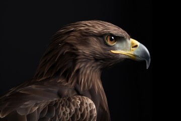 Fototapeta premium Eagle portrait on dark background. Bird photography. Generative AI.