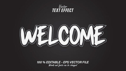 White welcome text effect editable with black background eps file 