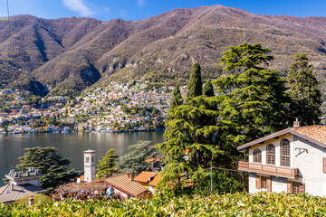 Naklejka premium Lago di Como, Lake Como, Italy, small church in Torno village