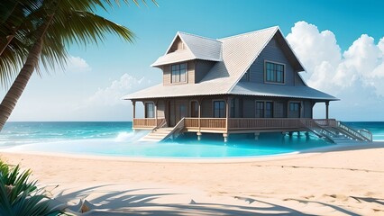 Image of a beach house, generative AI