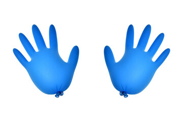 Blue surgical gloves isolated on white background