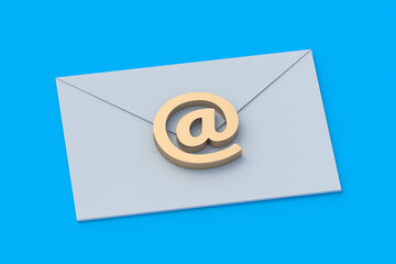 Postal envelope and email symbol. Business correspondence. 3d render