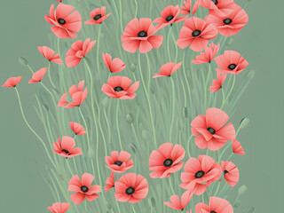 Seamless poppy pattern