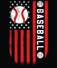 Baseball t-shirt design. American Flag Baseball Team Gift T-Shirt design, Posters, Greeting Cards, Textiles, and Sticker Vector Illustration