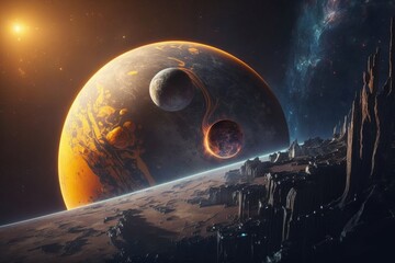 Solar system planets set, realistic illustration, Generative AI