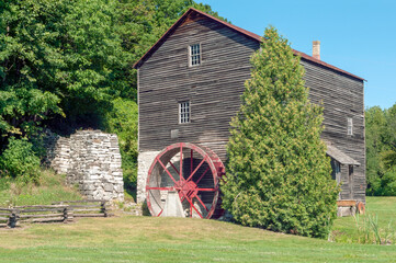 The Historic Old Rock Waterwheel Mill On Devil River Near Maribel, Wisconsin