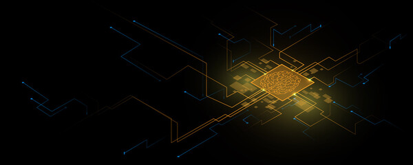 Abstract background image, technology concept and circuit board of the brain in science.