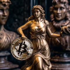 A statue of Bitcoin made with Generative Ai