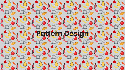 Food  pattern on a bright color background flat lay