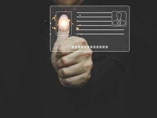 Authentication with technology Biometric security system. Innovation against cybercrime.