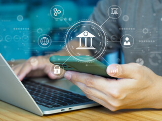 online banking concept internet payment online shopping safe to pay The convenience of paying with technology