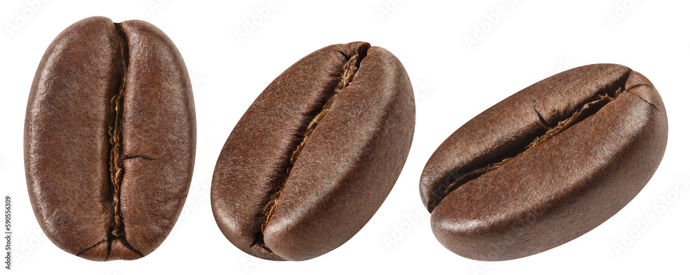 Wall mural Set of delicious coffee beans close-up, cut out