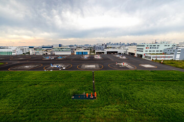 Aerial view of an airport in Tokyo, Japan
