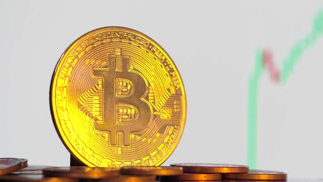 Bitcoin monye and blurry price graphic