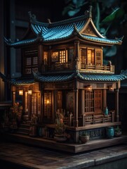 Fototapeta premium Chinese temple. AI generated art illustration.