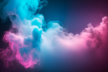background scene with blue and pink neon light smoke. Generative ai