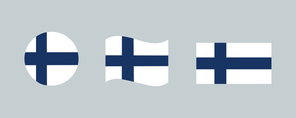 Finland flag icon. Finish set emblem vector ilustration.