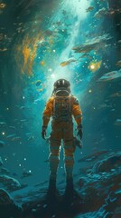 Obraz na płótnie Canvas Astronaut in space. AI generated art illustration.