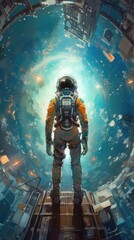 Fototapeta premium Astronaut in space. AI generated art illustration.