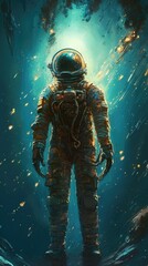 Fototapeta na wymiar Astronaut in space. AI generated art illustration.