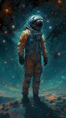 Fototapeta premium Astronaut in space. AI generated art illustration.