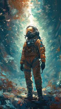Astronaut in space. AI generated art illustration.
