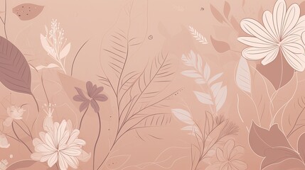 Fototapeta na wymiar Pastel Pink Beige Background with Elegant Floral Pattern. AI Generation