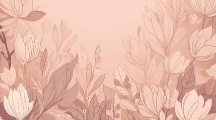Pastel Pink Beige Background with Elegant Floral Pattern. AI Generation