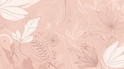 Pastel Pink Beige Background with Elegant Floral Pattern. AI Generation