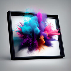 Splash of colors: Powder paint explosion on product frame