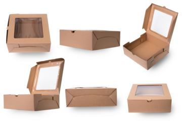 Various cardboard boxes for fast food. Recyclable cardboard boxes for multiple foods.