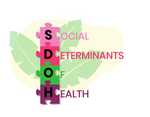 SDOH - Social Determinants Of Health acronym. business concept background. vector illustration concept with keywords and icons. lettering illustration with icons for web banner, flyer - obrazy, fototapety, plakaty