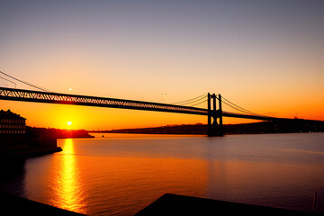 Fototapeta na wymiar View Of Bridge At Sunset