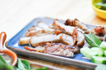 grilled pork , pork steak or sliced pork