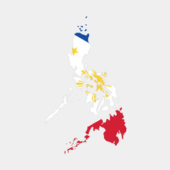 philippines map with flag on gray background
