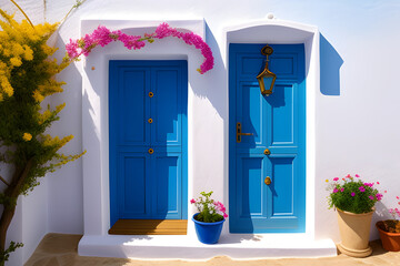 The entrance of an old traditional house in Serifos island Cyclades Aegean Greece
